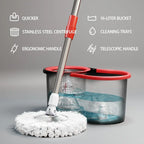 Spin Mop And Bucket Set with Wringer, 360° Rotating Mop Bucket System, Includes 3 Microfiber Mop Refill Heads And A 61-Inch Adjustable Stainless Steel Handle, Ideal for Bathroom Use, Efficient Floor Cleaning, Home Cleaning