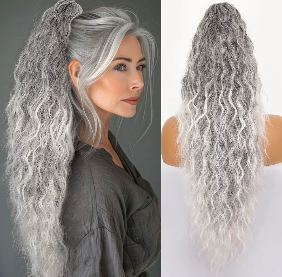 💜2025 NEW IN 💜Curly Wavy Frizzy Hair Extension with Ponytail - My Good Buys - 💜2025 NEW IN 💜Curly Wavy Frizzy Hair Extension with Ponytail