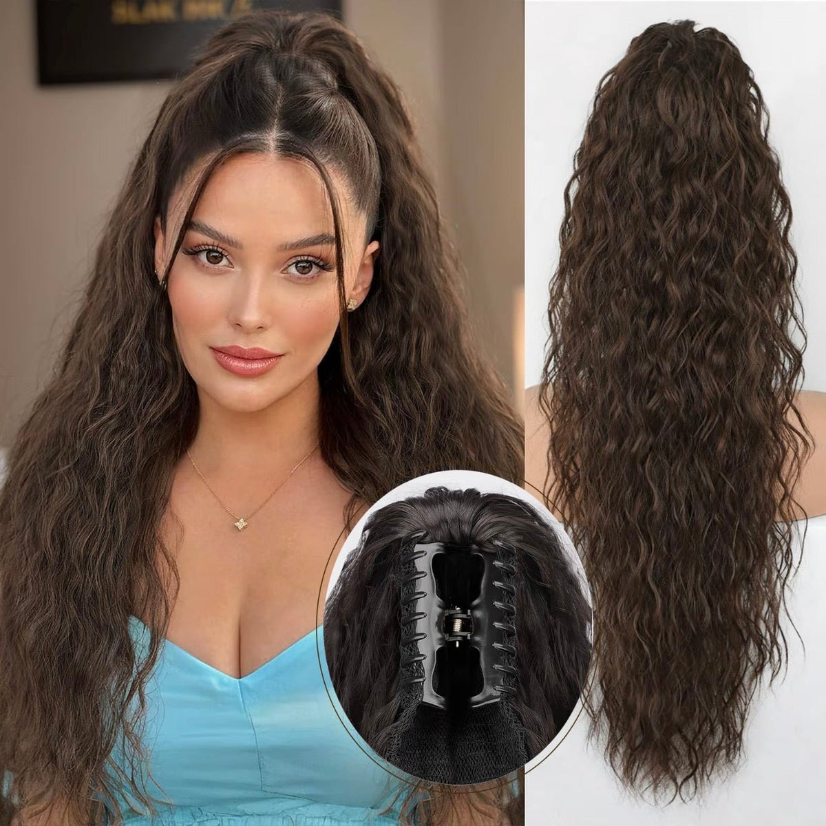 💜2025 NEW IN 💜Curly Wavy Frizzy Hair Extension with Ponytail - My Good Buys - 💜2025 NEW IN 💜Curly Wavy Frizzy Hair Extension with Ponytail