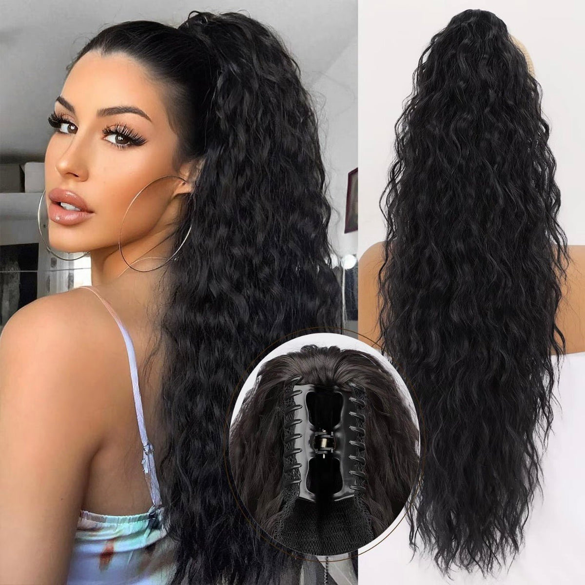 💜2025 NEW IN 💜Curly Wavy Frizzy Hair Extension with Ponytail - My Good Buys - 💜2025 NEW IN 💜Curly Wavy Frizzy Hair Extension with Ponytail