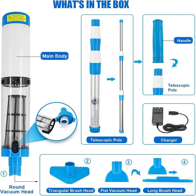 3 in 1 Cordless Rechargeable Pool Vacuum Cleaner - My Good Buys - 3 in 1 Cordless Rechargeable Pool Vacuum Cleaner