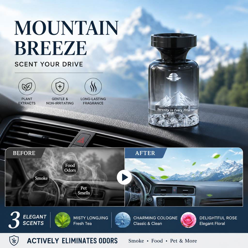 🥳2026 HOT SALE🥳🌿 50% OFF!🚗 110ml Long-Lasting Car Air Freshener – Natural plant extracts, eliminates smoke & pet odours. Weeks of freshness. Mountain design. Breath easy! 💨✨