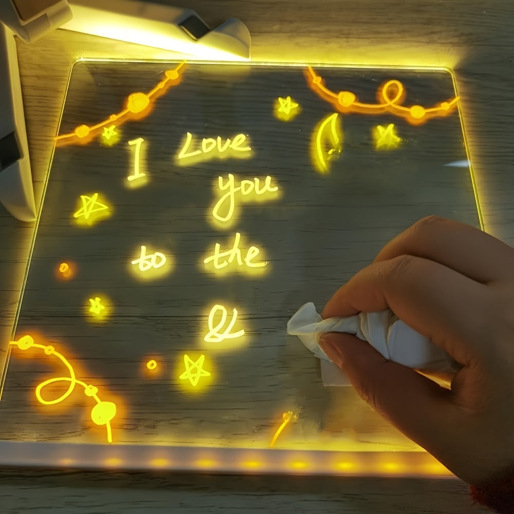 USB LED Noteboard with 12 Colored Pens - Bright Message Board for Office & Home