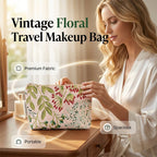 Elegant Floral Printed Cosmetic Bag - My Good Buys - Elegant Floral Printed Cosmetic Bag