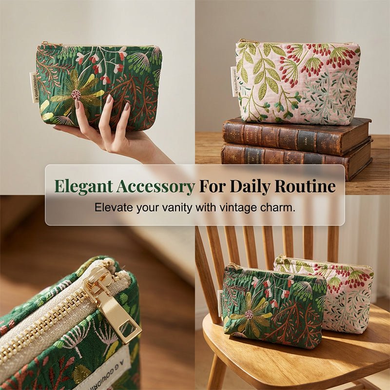 Elegant Floral Printed Cosmetic Bag - My Good Buys - Elegant Floral Printed Cosmetic Bag