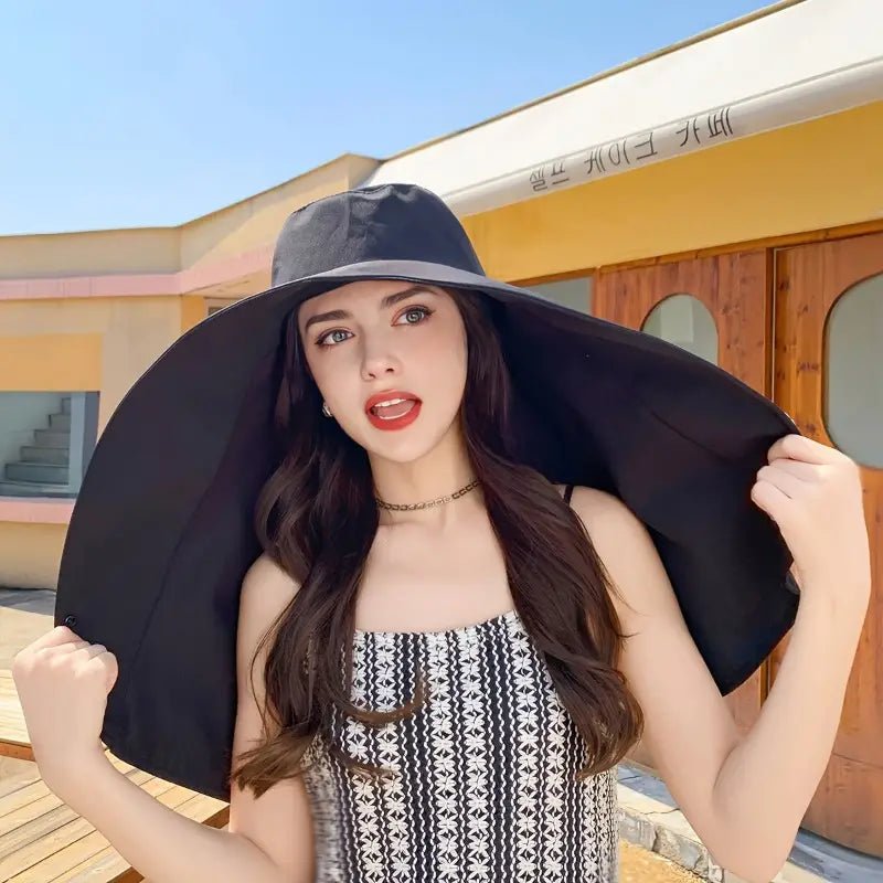 Elegant Wide Brim Sun Protection Shawl Hat for Women - My Good Buys - Elegant Wide Brim Sun Protection Shawl Hat for Women