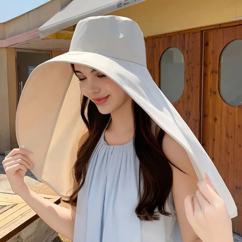Elegant Wide Brim Sun Protection Shawl Hat for Women - My Good Buys - Elegant Wide Brim Sun Protection Shawl Hat for Women