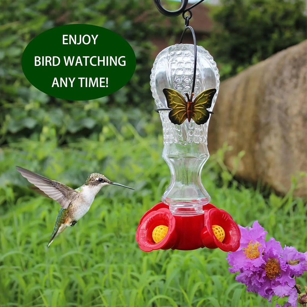 Flowers Glass Hummingbird Feeder With Ant Moat - My Good Buys - Flowers Glass Hummingbird Feeder With Ant Moat