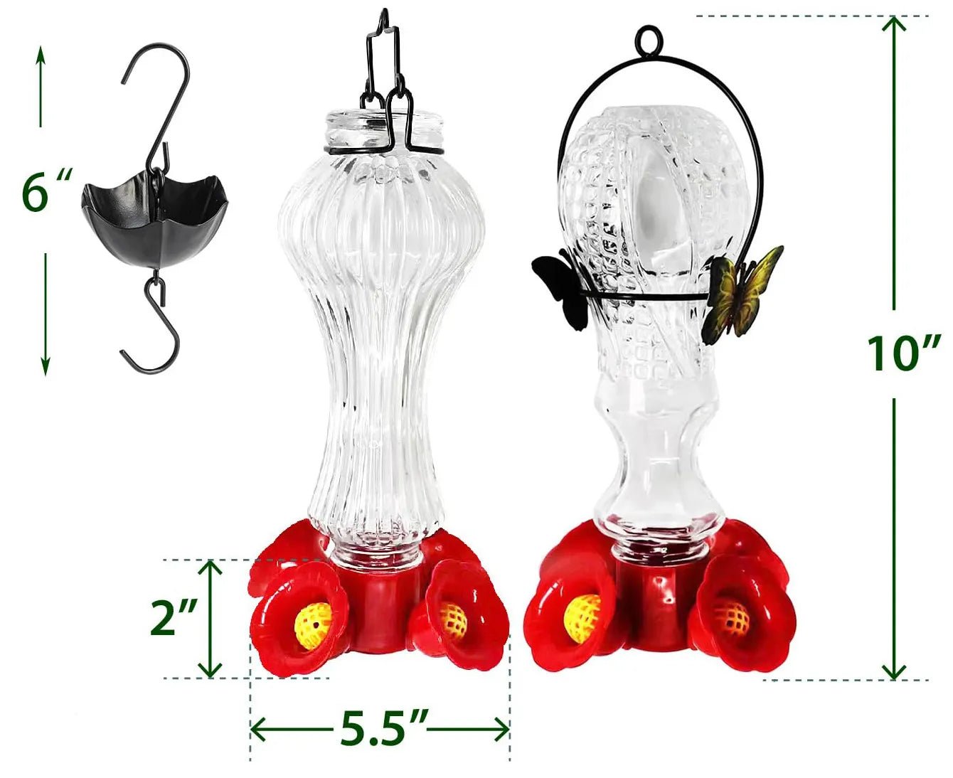 Flowers Glass Hummingbird Feeder With Ant Moat - My Good Buys - Flowers Glass Hummingbird Feeder With Ant Moat