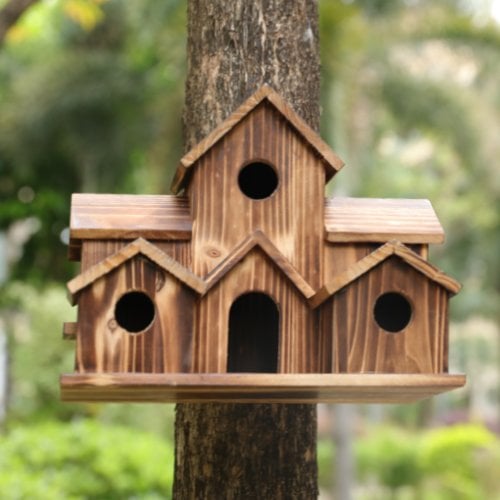 Handcrafted Wooden Birdhouse With 6 Holes - My Good Buys - Handcrafted Wooden Birdhouse With 6 Holes