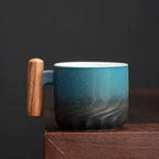 Vintage Espresso Cups With Wooden Handle