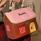 Large Capacity Color-Block Cartoon House-Shaped Handheld Cosmetic Bag - My Good Buys - Large Capacity Color-Block Cartoon House-Shaped Handheld Cosmetic Bag