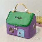 Large Capacity Color-Block Cartoon House-Shaped Handheld Cosmetic Bag - My Good Buys - Large Capacity Color-Block Cartoon House-Shaped Handheld Cosmetic Bag