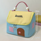 Large Capacity Color-Block Cartoon House-Shaped Handheld Cosmetic Bag - My Good Buys - Large Capacity Color-Block Cartoon House-Shaped Handheld Cosmetic Bag