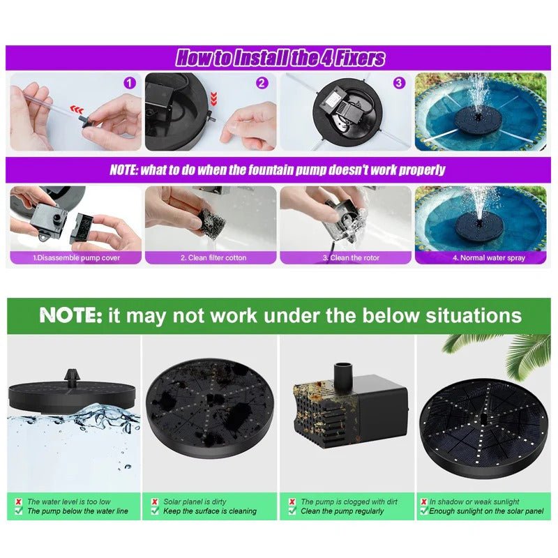 Solar Fountain with 60 LED Lights - My Good Buys - Solar Fountain with 60 LED Lights