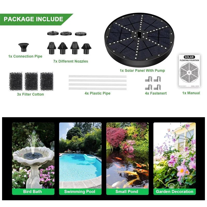 Solar Fountain with 60 LED Lights - My Good Buys - Solar Fountain with 60 LED Lights