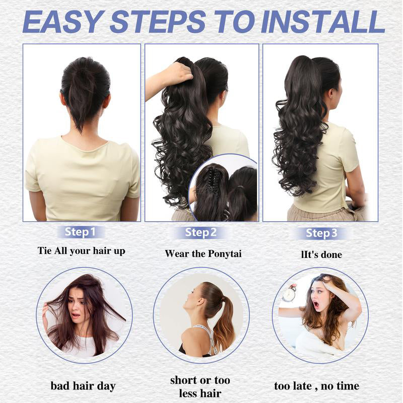💜Limited time promotion 50%OFF💜Clip-on Wavy Ponytail Extension
