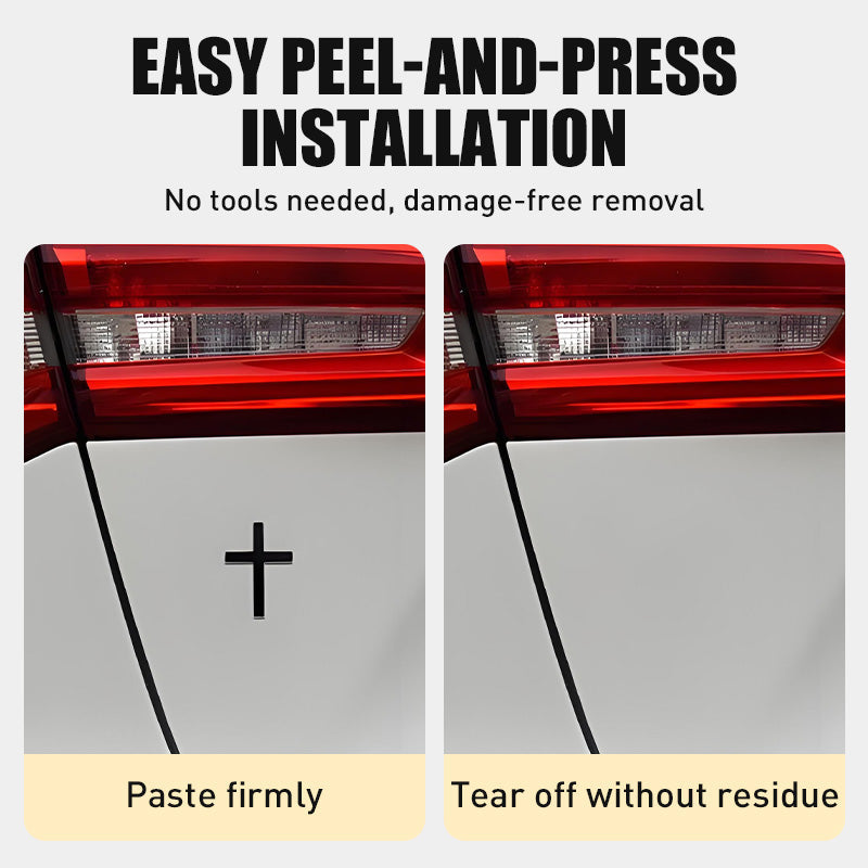 🚗✝️Metal Jesus Christ Cross Badge Stickers|3D Cross Self-Adhesive Car Scratch Cover Sticker