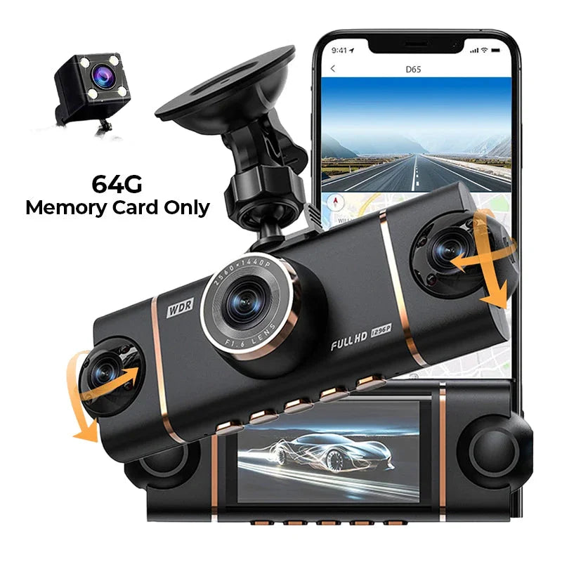 🏆50% Off!🚗4-Channel HD Dashcam with Front Interior Rear Recording🎥