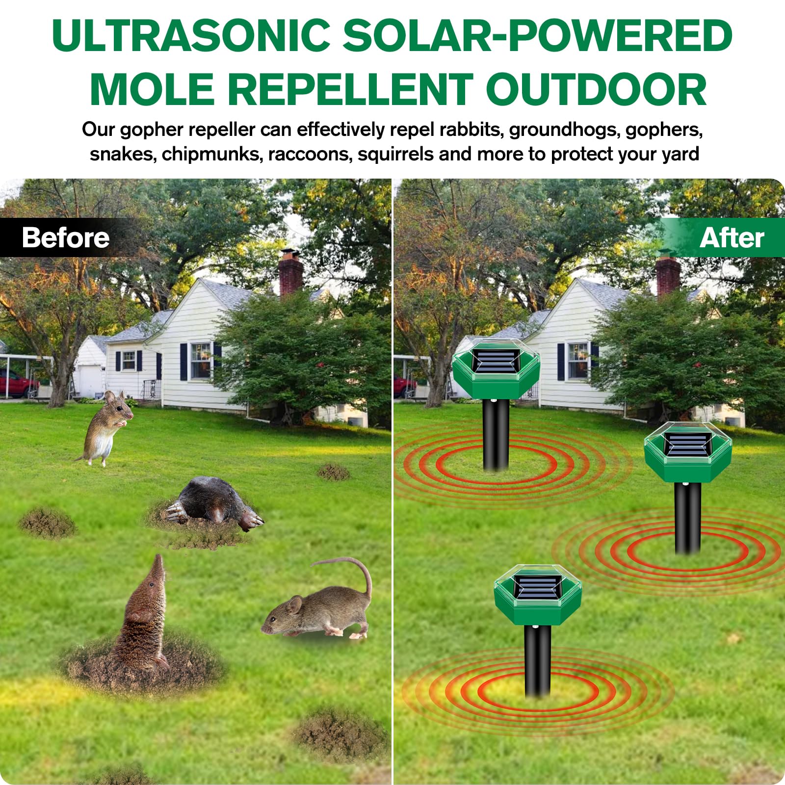 Ultrasonic Mole Repellent 4-Pack - My Good Buys - Ultrasonic Mole Repellent 4-Pack