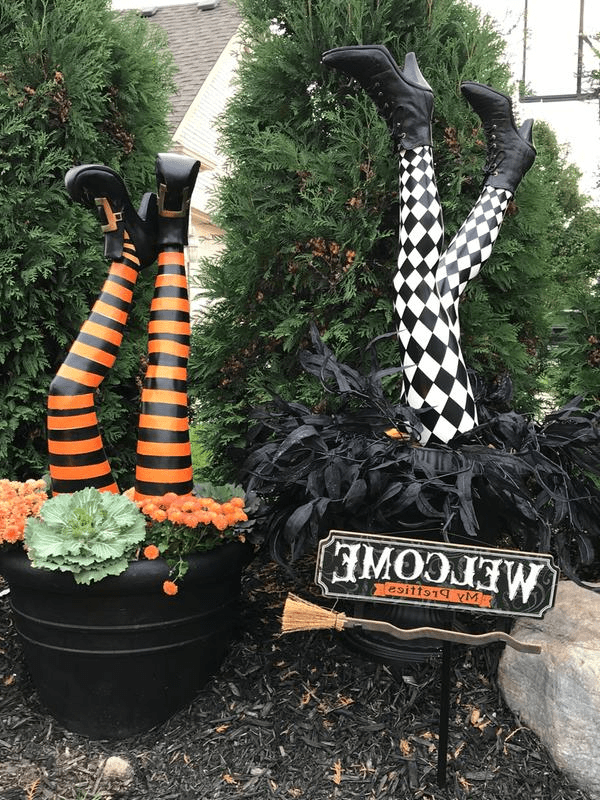 Witch Leg Stakes, Set Of Two Yard Halloween Decoration - My Good Buys - Witch Leg Stakes, Set Of Two Yard Halloween Decoration
