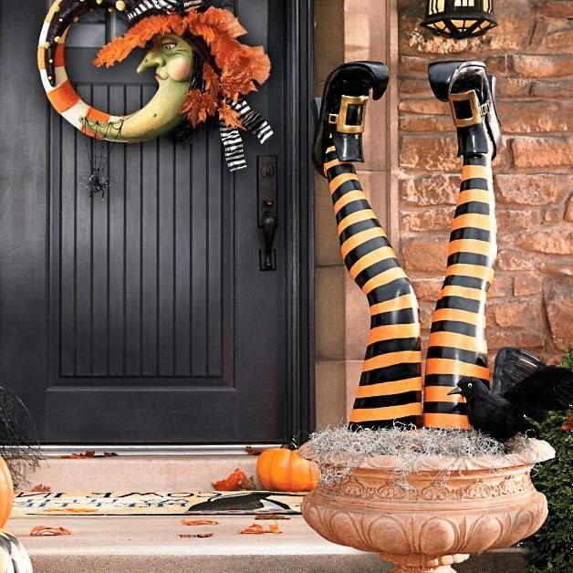Witch Leg Stakes, Set Of Two Yard Halloween Decoration - My Good Buys - Witch Leg Stakes, Set Of Two Yard Halloween Decoration