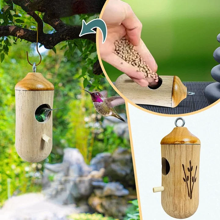 Wooden Hummingbird House - Gift for Natural Lovers - My Good Buys - Wooden Hummingbird House - Gift for Natural Lovers